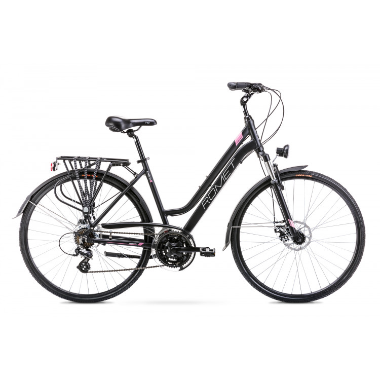 Trekingový bicykel 28 Romet Gazela 2 L 28" čierno ružový  hliník 19" 